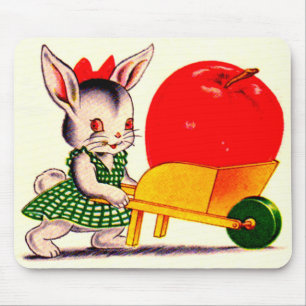 little bunny pushing cart with great big apple mouse mat