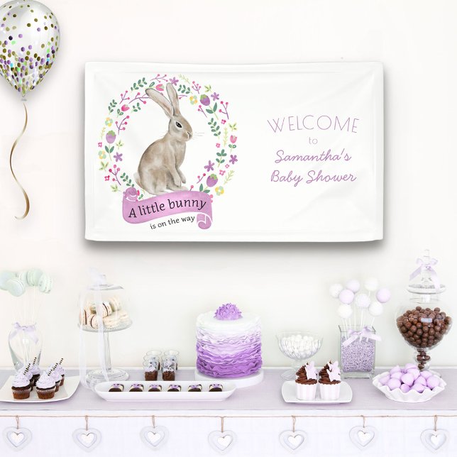 Little Bunny Rabbit and Pretty Flowers Baby Shower Banner (Creator Uploaded)