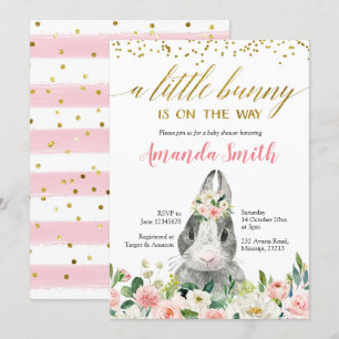 Little Bunny Spring Floral Baby Shower Invitation