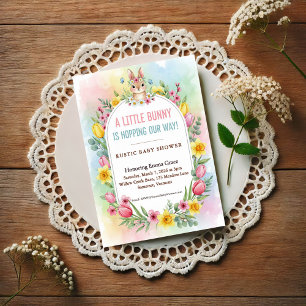 Little Bunny Spring Floral Baby Shower Invitation