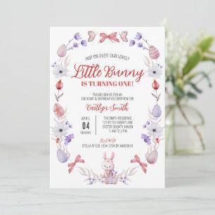 Little Bunny Turns One, Spring Birthday Invitation