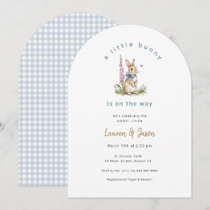 Little Bunny watercolor rabbit Baby Boy Invitation