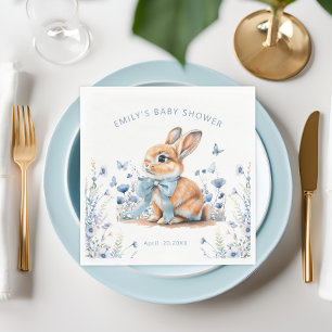 Little Bunny Wildflower Baby Shower Boy Napkin