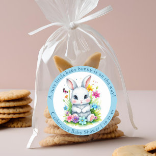 Little Bunny Wildflower Garden Easter Baby Shower Classic Round Sticker