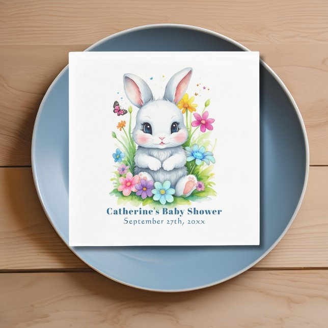 Little Bunny Wildflower Garden Easter Baby Shower Napkin (Creator Uploaded)