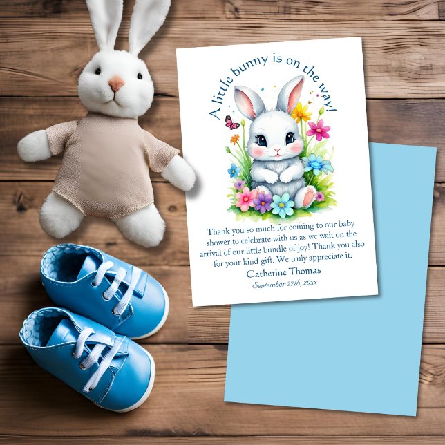 Little Bunny Wildflower Garden Easter Baby Shower Thank You Card (Creator Uploaded)