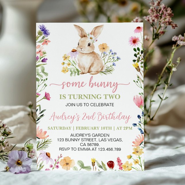 Little Bunny Wildflower Girl Birthday Invitation (Creator Uploaded)