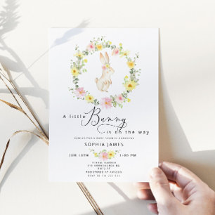 Little Bunny wildflowers baby shower Invitation
