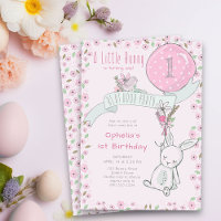 Little Bunny with Balloon Any Age Girl Birthday