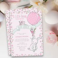 Little Bunny with Balloon Cute Girl Baby Shower
