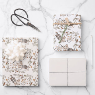 Little Busy Brown Mice Baby Wrapping Paper Sheet