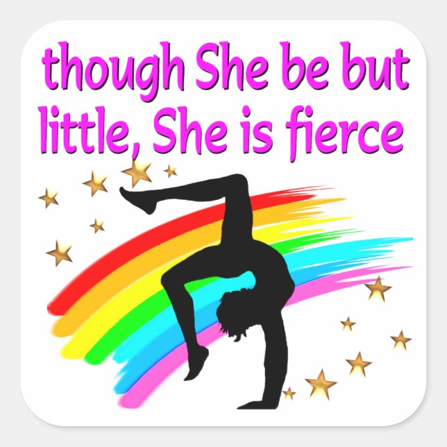 LITTLE BUT FIERCE CUSTOMIZED GYMNAST GIRL STICKER (Front)