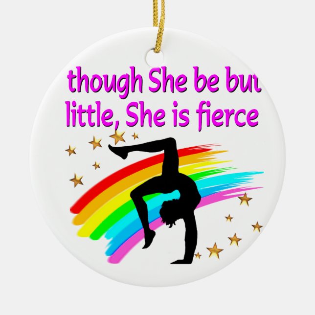 LITTLE BUT FIERCE GYMNAST CERAMIC TREE DECORATION (Front)