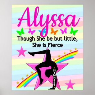 LITTLE BUT FIERCE GYMNASTICS GIRL DESIGN POSTER