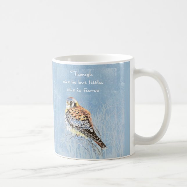 Little but Fierce Quote Bird Kestrel Hawk Coffee Mug (Right)