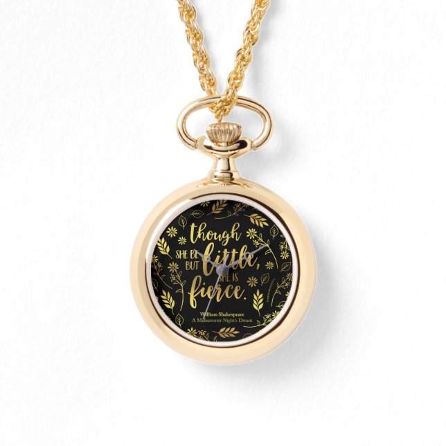 Little But Fierce William Shakespeare Gold Floral Watch (Front)