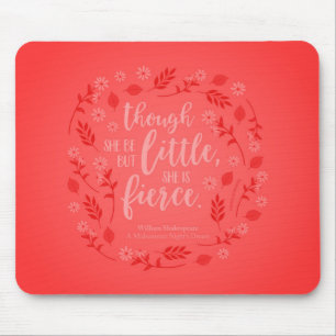 Little But Fierce William Shakespeare Red Floral Mouse Mat
