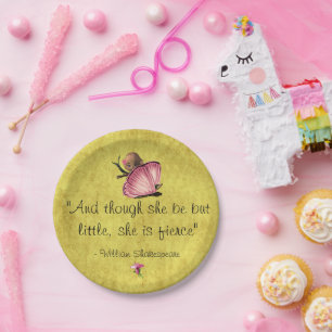 Little But First Quote Fairy Butterfly Paper Plate