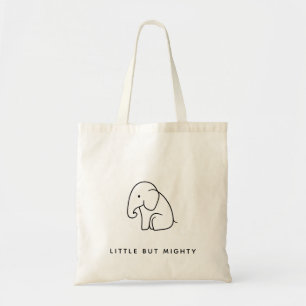 Little But Mighty Minimalist Elephant Line Art Tote Bag
