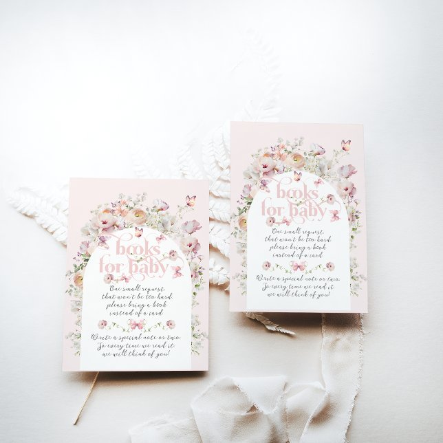 Little Buterfly Blush Pink Floral Girl Baby Shower Enclosure Card (Creator Uploaded)