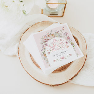 Little Buterfly Blush Pink Floral Girl Baby Shower Napkin