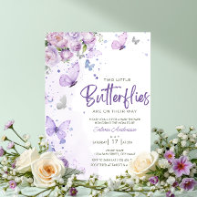 Little Butterflies Purple Floral Twins Baby Shower