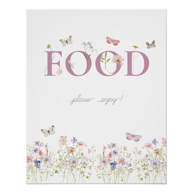 Little Butterfly 1st Birthday Food Poster (Front)