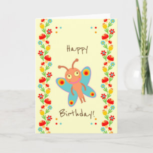 Little butterfly baby first birthday party card