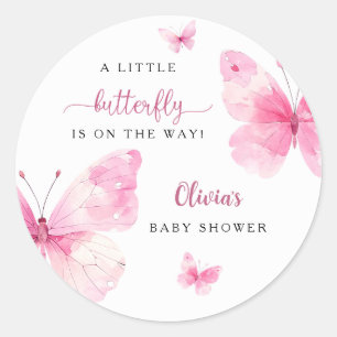 Little Butterfly Baby Shower Classic Round Sticker