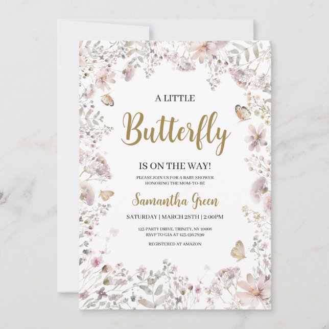 Little Butterfly Baby Shower Invitation (Front)