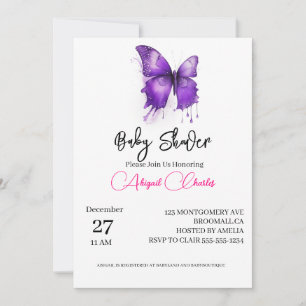 Little butterfly baby shower invitation card