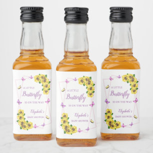 Little Butterfly Baby Shower Liquor Bottle Label