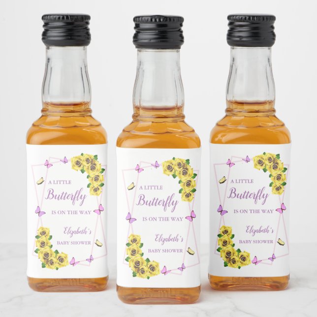 Little Butterfly Baby Shower Liquor Bottle Label (Bottles)
