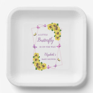 Little Butterfly Baby Shower Paper Plate