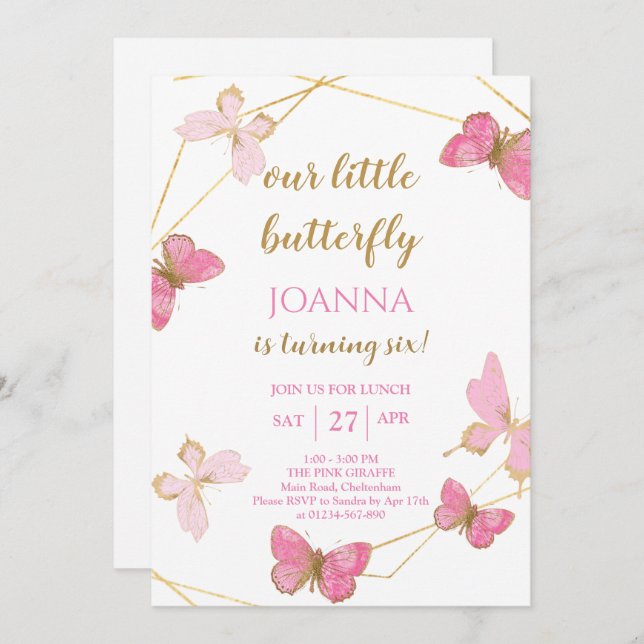 Little Butterfly Birthday Invite (Front/Back)