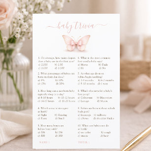 Little Butterfly Blush Bow Girl Baby Shower Trivia