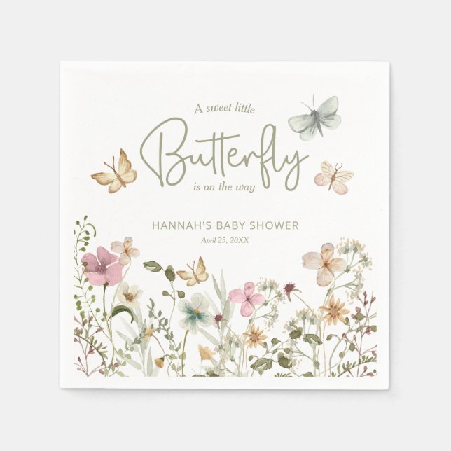 Little Butterfly Boho Baby Shower Napkin (Front)