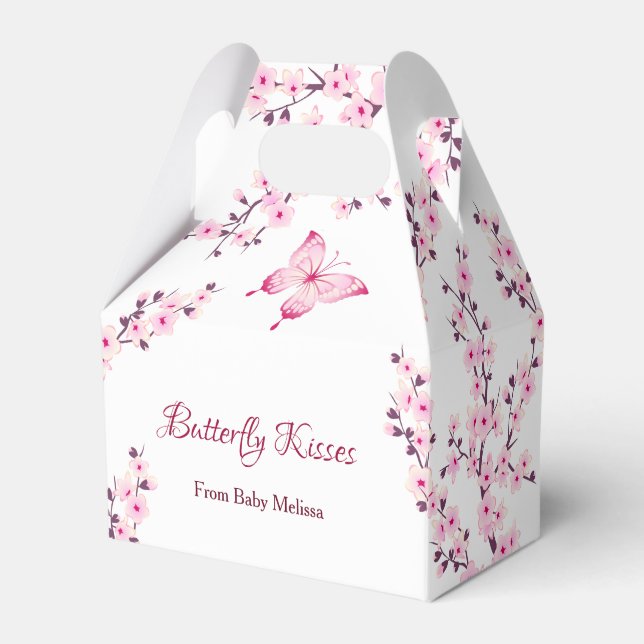 Little Butterfly Cherry Blossom Baby Shower Favour Box (Front Side)