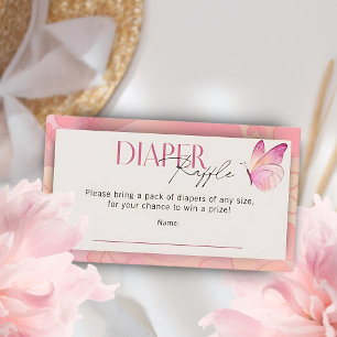 Little Butterfly Diaper Raffle Baby Shower  Game  Enclosure Card