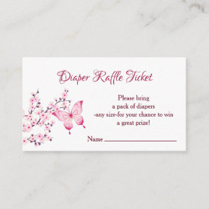 Little Butterfly Diaper Raffle Ticket Enclosure Card