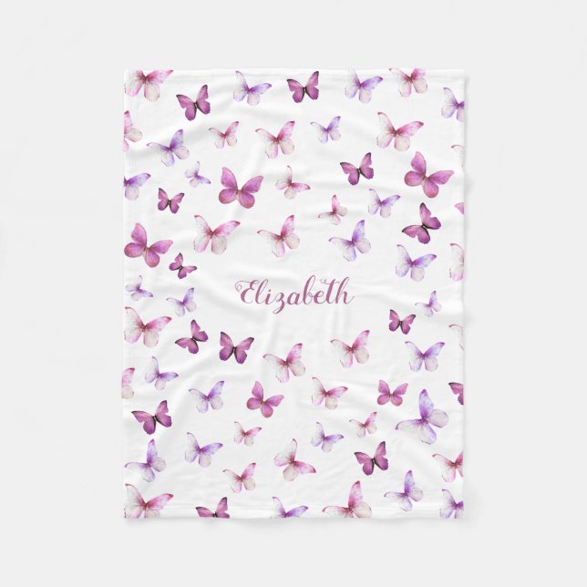 Little Butterfly First Birthday Baby Girl  Fleece Blanket (Front)