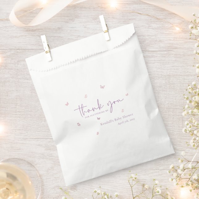Little Butterfly Garden Baby Shower Thank You Favour Bags (Clipped)