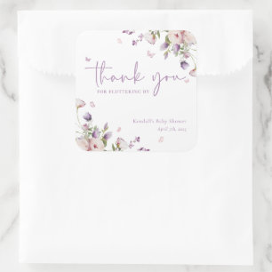 Little Butterfly Garden Baby Shower Thank You Square Sticker