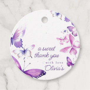 Little Butterfly Girl 1st Birthday Party Favour Tags
