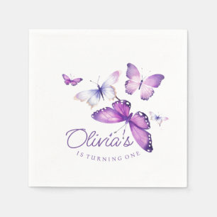 Little Butterfly Girl 1st Birthday Party  Napkin