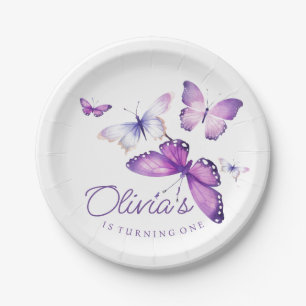 Little Butterfly Girl 1st Birthday Party  Paper Plate