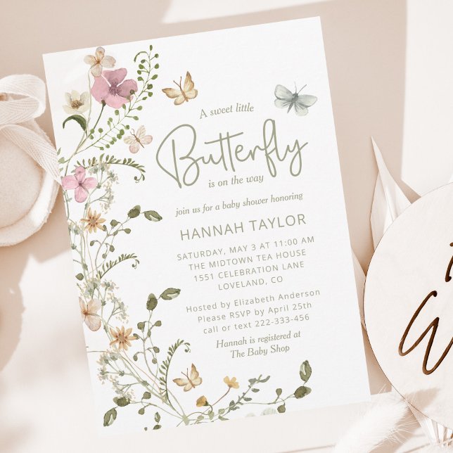 Little Butterfly Girl Baby Shower Invitation (Creator Uploaded)