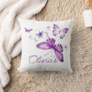 Little Butterfly Girls Name 1st Birthday Party  Cushion