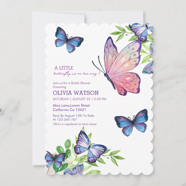 Little butterfly is on her way blue Baby Shower  Invitation (Front)