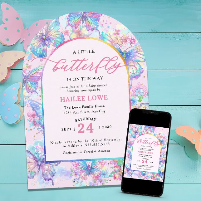 Little Butterfly Is On The Way Pink Baby Shower Invitation (Creator Uploaded)